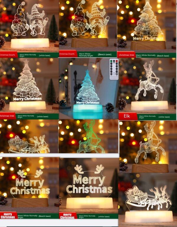 Christmas Decoration 3D Lamp Acrylic LED Night Lights New Year Valentines Day Christmas Kids Gift Christmas Ornaments - Image 8